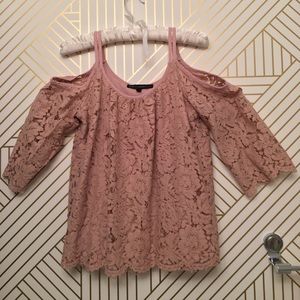 White House Black Market Lace Cold Shoulder Top